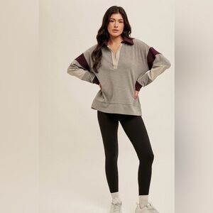 New Hem & Thread Brushed Jersey Colorblock Pullover